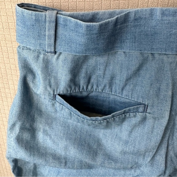Polo Ralph Lauren 100% Cotton Blue Chambray Trouser Shorts Womens Sz 10 Tie Belt - Picture 5 of 9